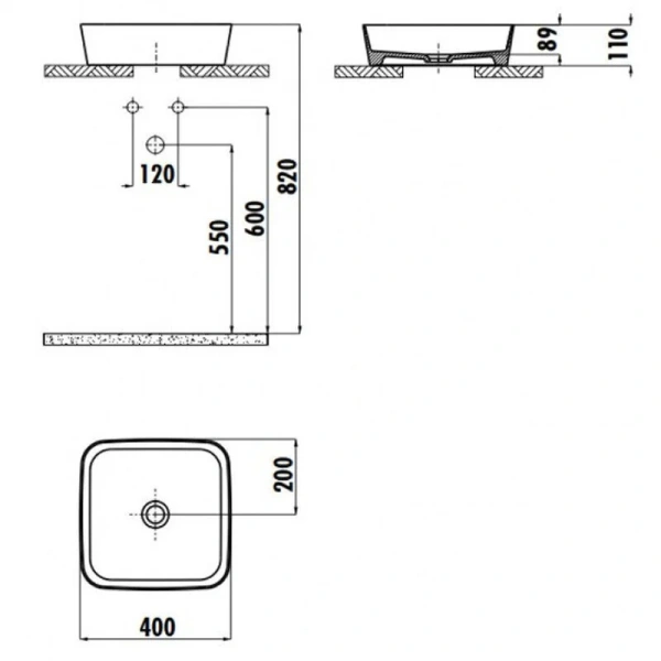 Раковина Creavit Loop 40 см белая LP040-00CB00E-0000 (детальная фотография), современные, hi-tech