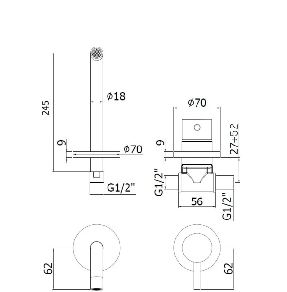 Смеситель для раковины Paffoni Light сталь LIG007ST70 (детальная фотография), для раковины