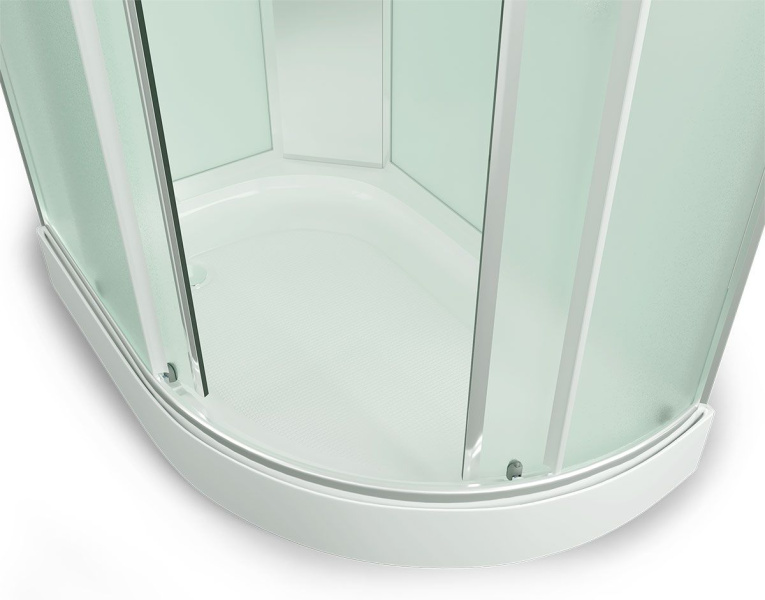 Душевая кабина, задняя стенка белая, стекло матовое, Erlit Comfort ER 4512P-С3 (детальная фотография), с раздвижными дверьми