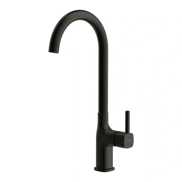 Смеситель для кухни Cersanit Elio черный матовый 68261 (детальная фотография), с поворотным изливом, с длинным изливом