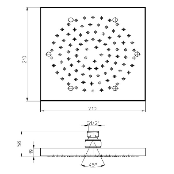 Схема (детальная фотография), верхние души