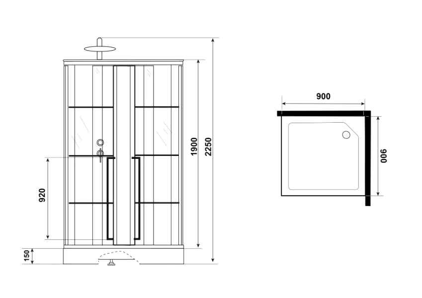 Душевая кабина Niagara Standart 90х90 см правая ST90/15QR/KL/BKT (детальная фотография), матовый профиль, другие