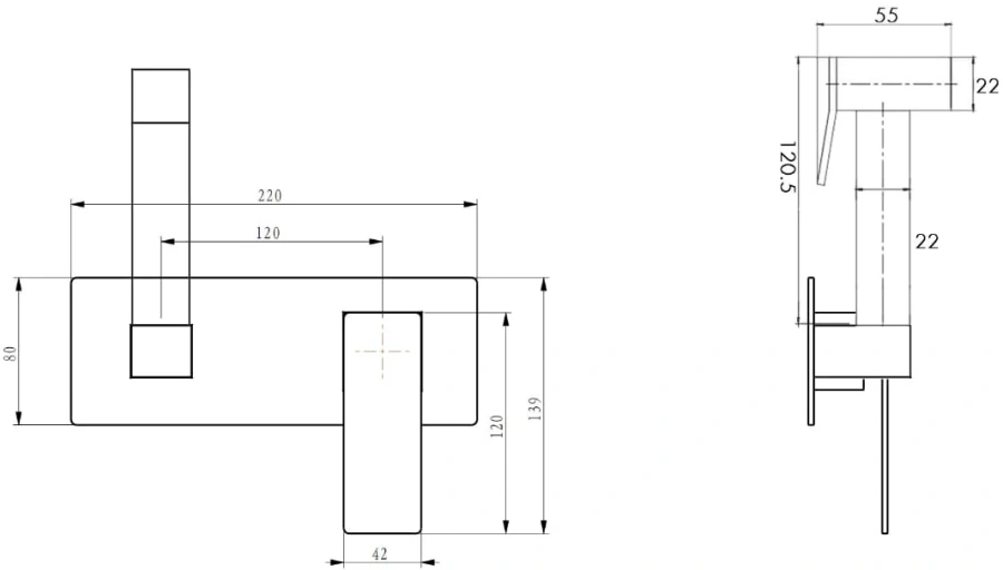 Гигиенический душ со смесителем Boheme Q хром/золото 147-CRG.2 (детальная фотография), для туалета