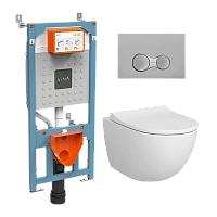 Унитаз с инсталляцией VitrA Sento кнопка хром