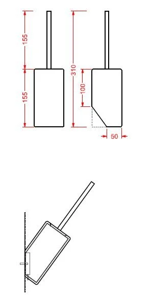 Ершик с керамической колбой настенный Artceram Postit PSC002 01 00 (детальная фотография), хром, белые