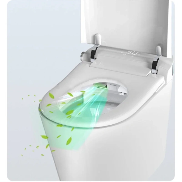 Унитаз напольный Timo с функцией биде TE-741B (детальная фотография), с горизонтальным, прямым выпуском, с прямым выпуском