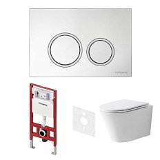 Унитаз с инсталляцией Tece TECEspring панель смыва хром