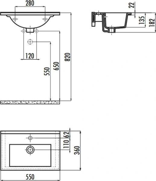 Раковина Creavit Su 55 см белая SU055-00CB00E-0000 (детальная фотография), современные, hi-tech