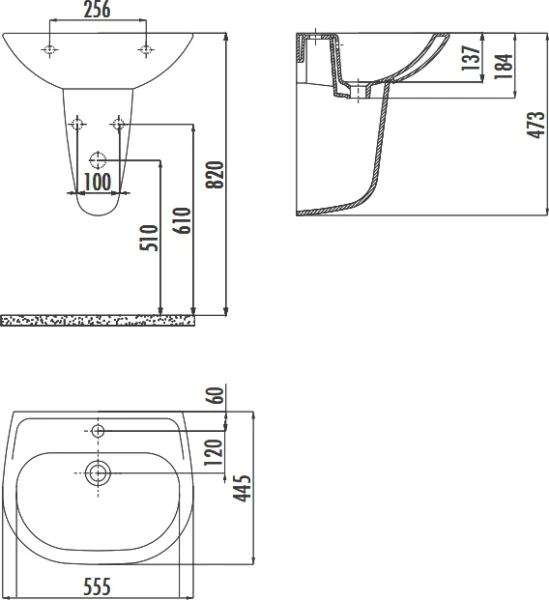 Раковина Creavit Sedef 55 см белая SD055-00CB00E-0000 (детальная фотография), современные, hi-tech