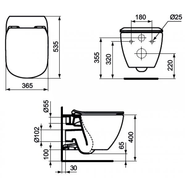 Унитаз с инсталляцией Ideal Standard Prosys Oleas Tesi с панелью смыва P386801 (детальная фотография) index_1