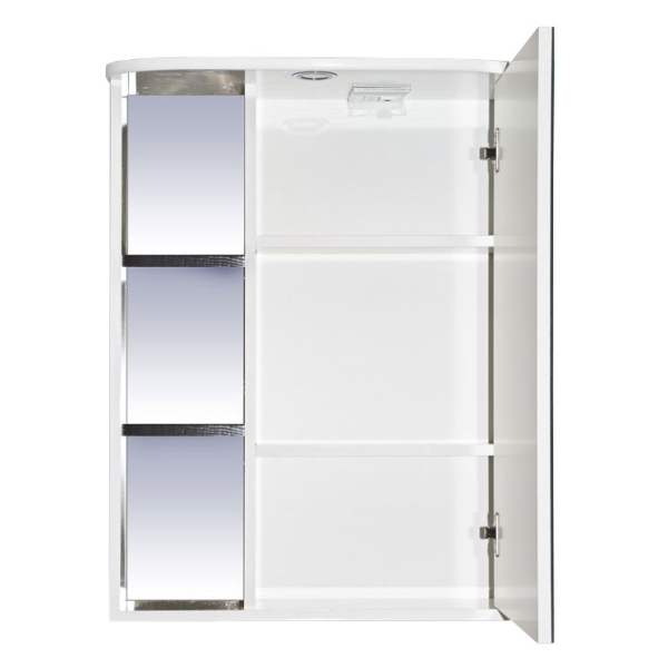 Зеркальный шкаф, зеркало справа, полочки слева, цвет белый/чёрный, Misty Венера П-ВНР04060-25СВП (детальная фотография), по запросу