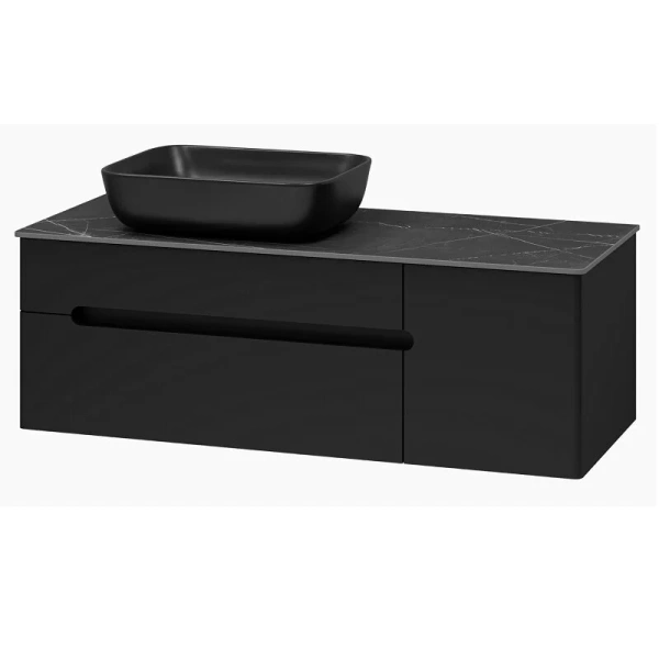 Тумба под раковину подвесная Misty Роял 120 см черная П-Роя-01120-021П2Я (детальная фотография), под накладную раковину