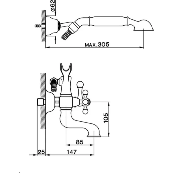 Смеситель для ванны Cisal Arcana золото AC00012024 (детальная фотография), для ванны