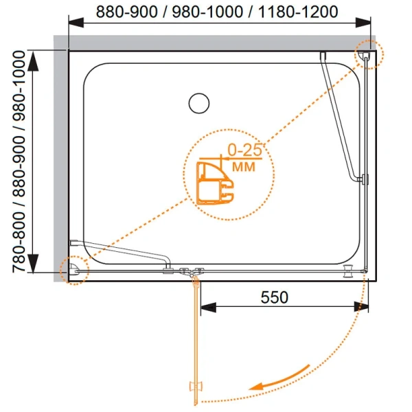 Душевой уголок Cezares Verona 120х90 см левый VERONA-W-AH-1-120/90-P-Cr-L (детальная фотография), прямоугольные