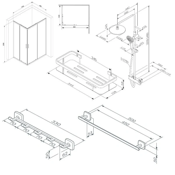 Душевой уголок Am.Pm Gem S 120x80 см прямоугольный с душевой стойкой WK93ER (детальная фотография), прямоугольные