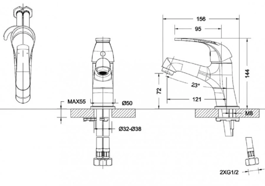 Смеситель для умывальника Bravat FIT F1135188CP-RUS (детальная фотография), для раковины