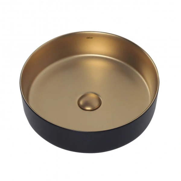 Раковина Abber Bequem 40 см матовое золото с черным AC2109BG (детальная фотография), черные, другие