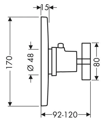 Смеситель для душа термостатический Axor Citterio 39716000 (детальная фотография), для душа