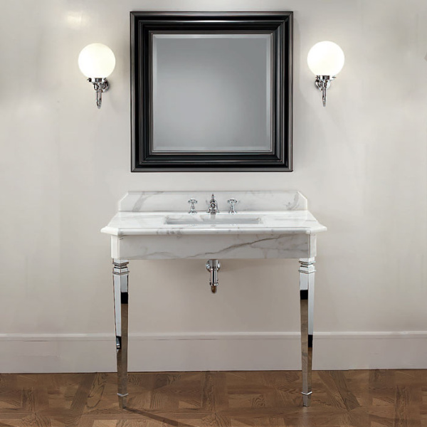 Консоль с мраморной столешницей, цвет хром, цвет мрамора Bianco Carrara, Devon&Devon Epoque DEEPOQUEMCACR (детальная фотография) index_1