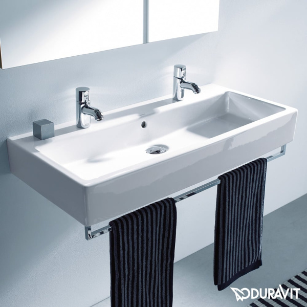 Раковина Duravit Vero 100 см белая 0454100024 (детальная фотография), современные, hi-tech