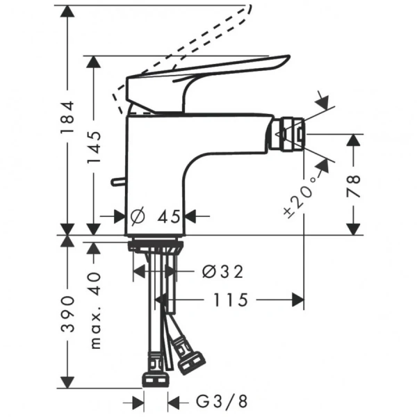 Смеситель для биде Hansgrohe Logis E хром 71232000 (детальная фотография), для биде