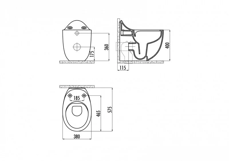 Унитаз напольный Creavit Foglia безободковый FG350-11CB00E-0000 (детальная фотография), приставные, встраиваемые
