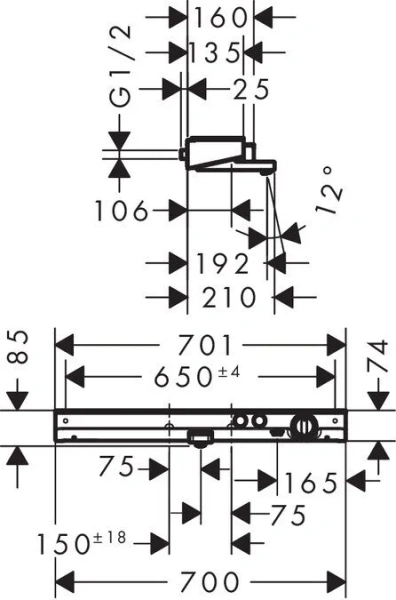 Смеситель для ванны Hansgrohe Shower Tablet Select 13183 термостатический (детальная фотография), для ванны