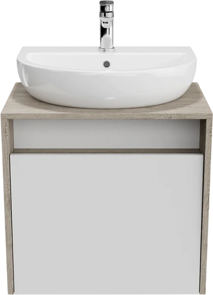 Тумба под раковину подвесная Kerama Marazzi Pro 60 см дуб орегон/белая PRO.60.1\WHT (детальная фотография), подвесная, пристенная