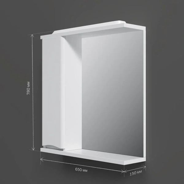 Зеркальный шкаф с подсветкой Am.Pm Like 65 см белый глянец, правый M80MPR0651WG (детальная фотография), 65 см