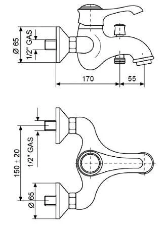 Смеситель для ванны хром-золото Emmevi Tiffany 6001CO (детальная фотография), для ванны
