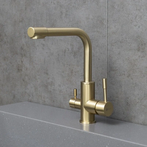 Смеситель для питьевой воды Lemark Expert с подключением к фильтру с питьевой водой золотой LM5061LGN (детальная фотография), современные, hi-tech