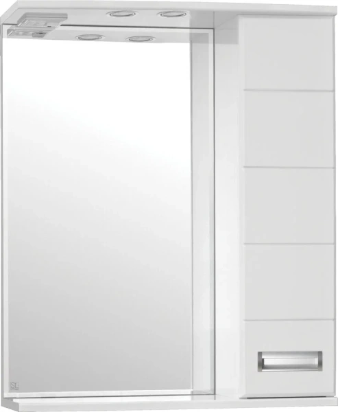 Зеркальный шкаф с подсветкой Style Line Ирис 65 см белый ЛС-00000019 (детальная фотография)