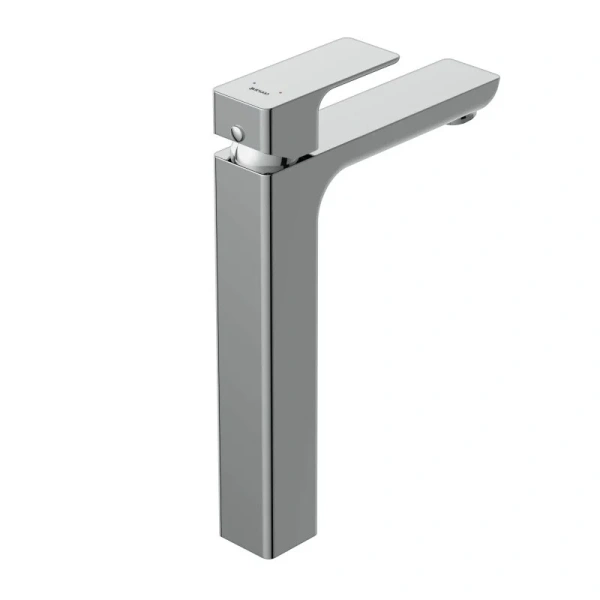 Смеситель для раковины Cersanit Geo хром 63043 (детальная фотография), высокие, из латуни, прямоугольная форма, с донным клапаном