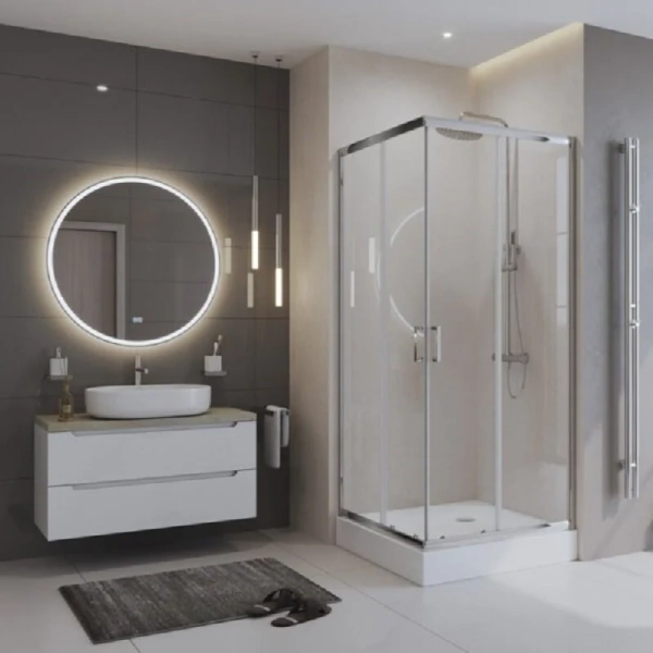 Душевой уголок BelBagno Uno-195 85х85 см стекло прозрачное UNO-195-A-2-85-C-Cr (детальная фотография)