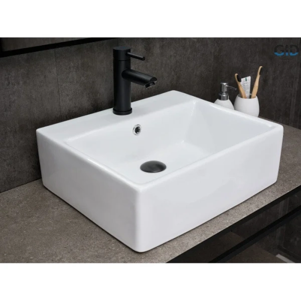 Раковина GID Geometrico N9145 46 см накладная белая 51214 (детальная фотография), белые