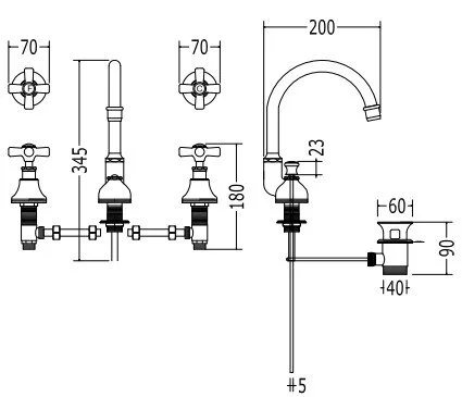 Смеситель для раковины Devon&Devon Austin UTAU900A (детальная фотография), для раковины