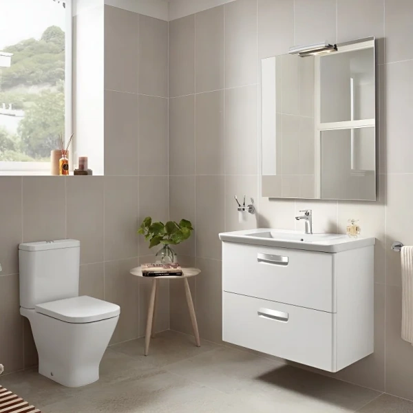 Тумба с раковиной подвесная Roca The Gap ZRU9302 70 см 2 выдвижных ящика (детальная фотография), современная, hi-tech