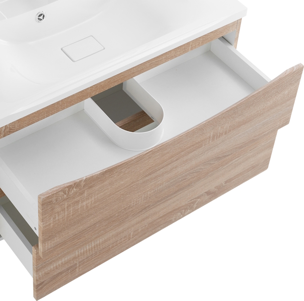 Тумба под раковину подвесная BelBagno Marino 100 см rovere bianco MARINO-1000-2C-SO-WO-P (детальная фотография), светло-коричневая