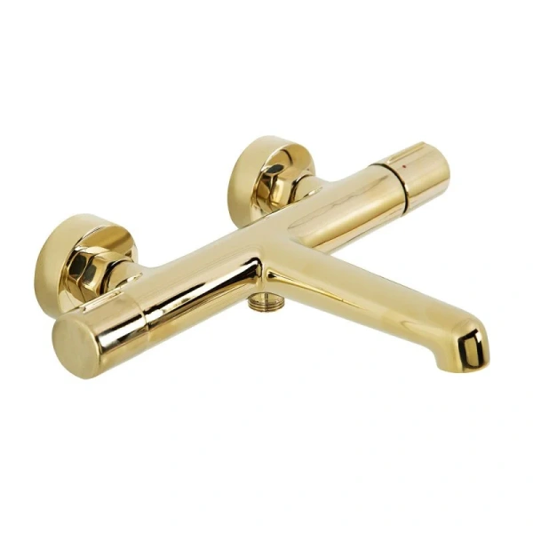 Смеситель для ванны BelBagno Uno золото UNO-VASM/DFS-ORO (детальная фотография), из латуни, округлая форма, с душевой лейкой