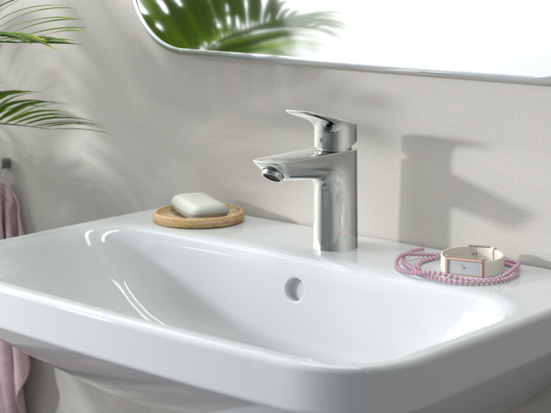 Смеситель для раковины Hansgrohe Logis с донным клапаном 71100000 (детальная фотография), современные, hi-tech