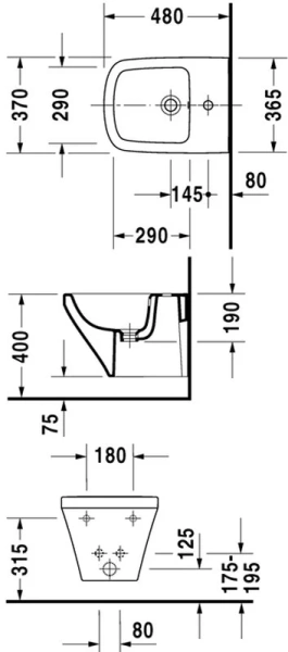 Биде подвесное Duravit Durastyle 228515 (детальная фотография), подвесные