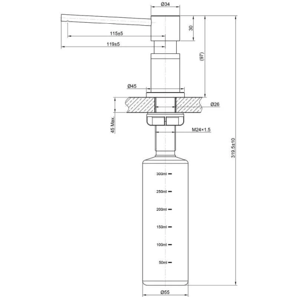 Дозатор Lemark Expert врезной хром LM8203SC (детальная фотография), в наличии