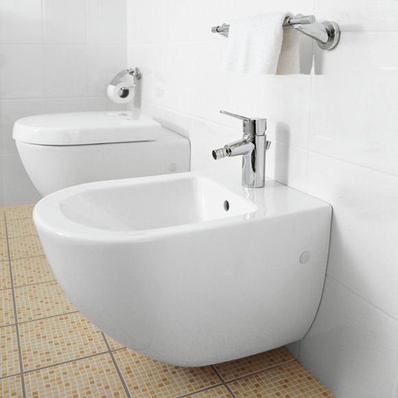 Биде подвесное Villeroy & Boch Subway ярко-белый CeramicPlus 740000R2 (детальная фотография), современные, hi-tech