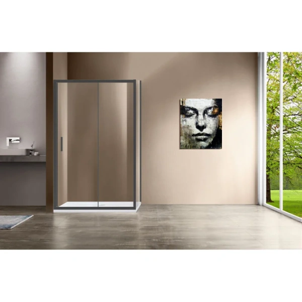 Душевой уголок Vincea Garda 130х80 см вороненая сталь стекло прозрачное VSR-1G8013CLGM (детальная фотография), современные, hi-tech