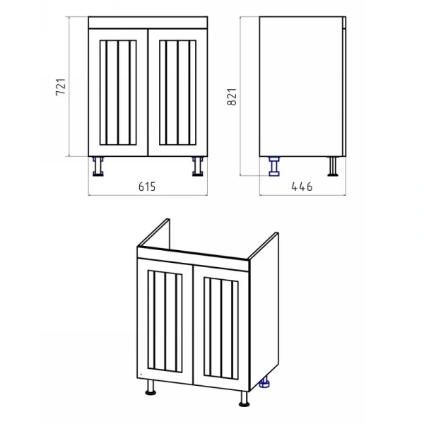 Тумба с раковиной напольная Misty Спарта 65 см с дверцами (детальная фотография), нет в наличии