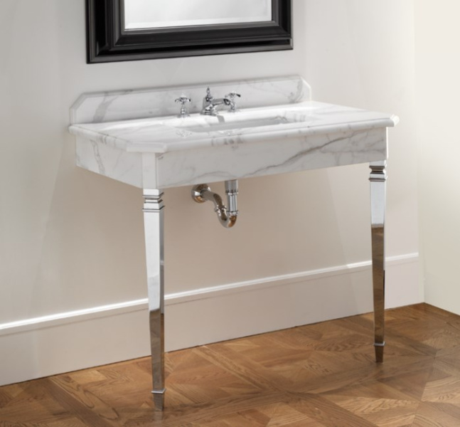 Консоль с мраморной столешницей, цвет хром, цвет мрамора Bianco Carrara, Devon&Devon Epoque DEEPOQUEMCACR (детальная фотография), по запросу index_1