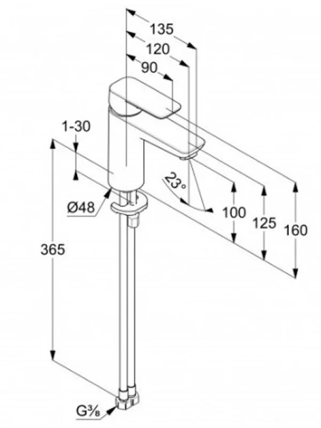 Смеситель для раковины Kludi Pure&Style черный матовый 402923975 (детальная фотография), для раковины