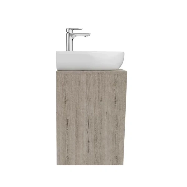 Тумба под раковину подвесная Kerama Marazzi Pro 60 см дуб орегон/белая PRO.60.2\WHT (детальная фотография), подвесная, пристенная