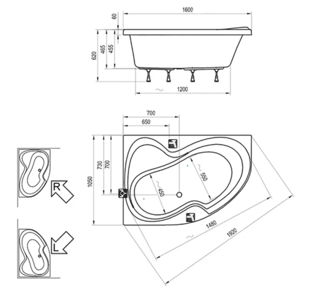 Ванна акриловая Ravak Rosa II 160х105 см (детальная фотография), 160 см