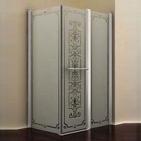 Душевой уголок правый, профиль бронза, матовое стекло, прозрачный узор, Romance Collection Skara